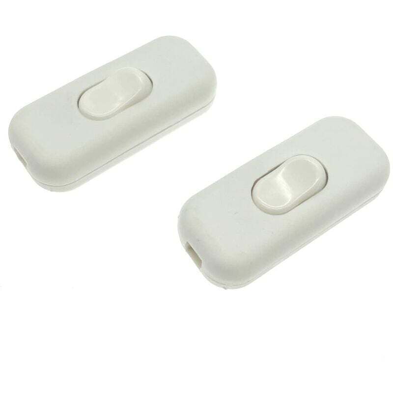 ZVD-2x Doppelpoliger Inline-Schnurschalter, maximal 6 A, weiß, doppelpoliger isolierender Inline-Schalter, akzeptiert 1–2 runde oder flache Drähte,