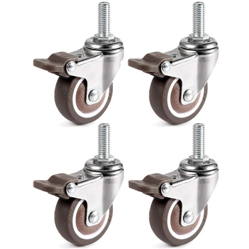 ZVD-4 Stück Lenkrollen, 25 mm M6 x 15 mm Stangenmöbelrollen für Trolleys-
