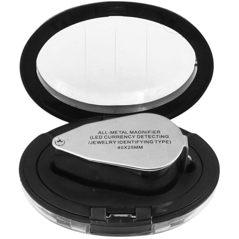 ZVD 40-fache Juwelierlupe, Metall-Klapplupe mit UV-LED-Licht, Vergrößerungsglas für Diamanten, Juweliere, Münzen