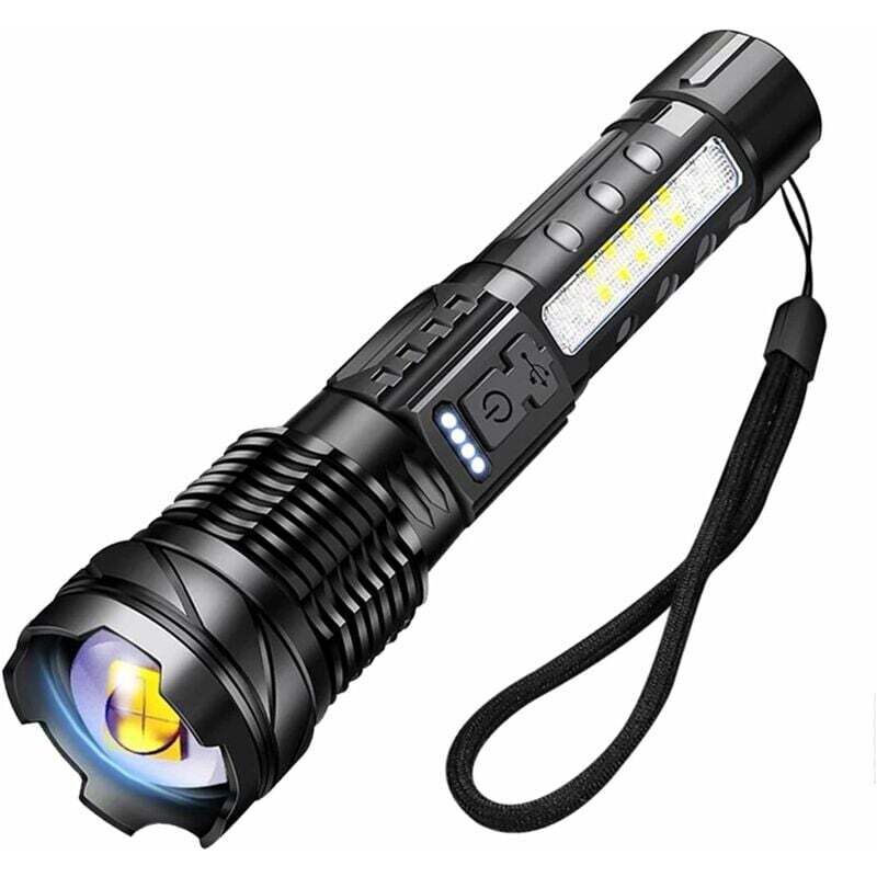 ZVD-A76 Ultrastarke LED-Taschenlampe, 20.000 Lumen, wiederaufladbare USB-Taschenlampe, 7 Modi, taktische Taschenlampe mit Clip für Camping, Wandern,