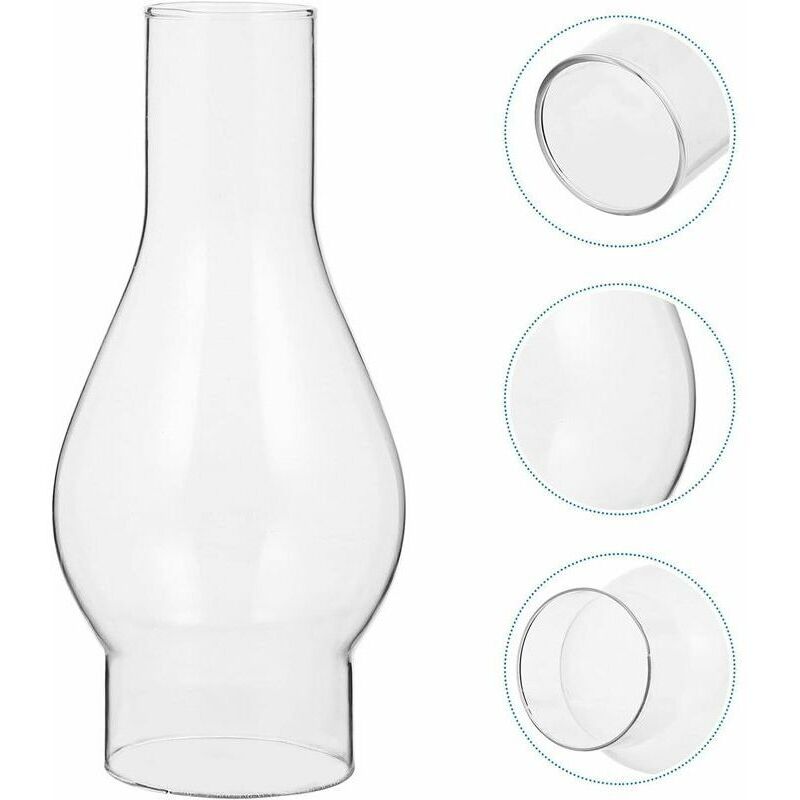 ZVD - Abat-jour en Verre Transparent pour Lampe à Huile, Cheminée en Verre de Lampe à Pétrole, Abat-jour pour Lampe Kérosène, Accessoires