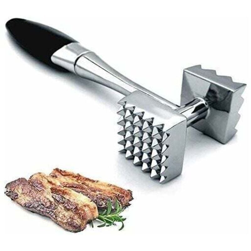 Fleischklopfer, doppelseitiger Nagel-Fleischklopfer, Fleischhammer für Steak, Huhn, Fisch, Fleischklopfer mit komfortablem Gummigriff,