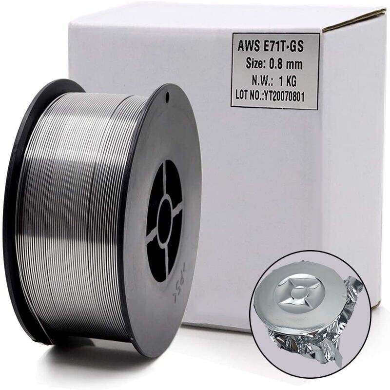 ZVD - Bobine de Fil Fourre de Flux Sans Gaz Auto-blinde E71T-GS 0.8mm 1kg Pour le Soudage mig Universel Pour Tous Azimuts