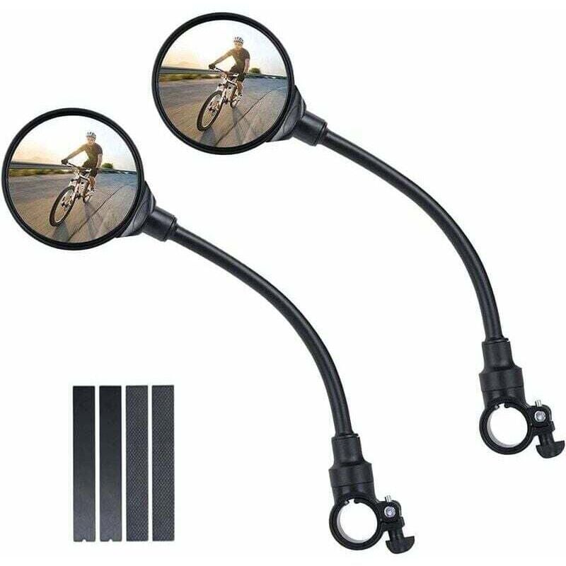 ZVD Fahrrad-Rückspiegel, 2er-Pack 360° drehbare Weitwinkel-Fahrradspiegel, konvexe Sicherheitsspiegel aus Acryl für 22–30 mm Lenker, Fahrradzubehör