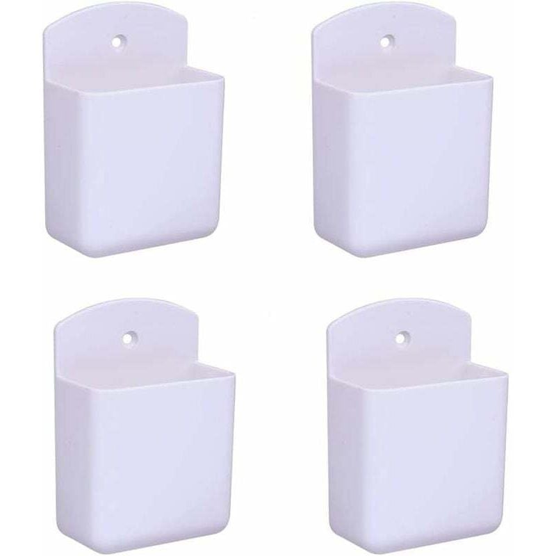 ZVD - Lot de 4 supports de télécommande blancs support de télécommande support mural boîte de rangement multimédia pour bureau à domicile chambre