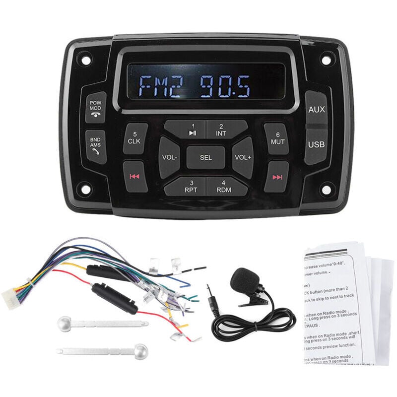 ZVD Multimedia-Receiver, 12 V kompakter Marine-MP3-Player AM/FM Digital-Stereo-Receiver Bluetooth-Radio für Marineboote
