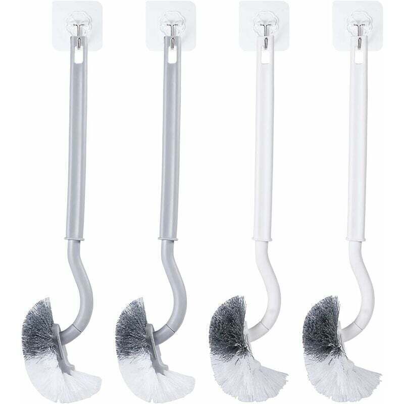 Pack de 4 Brosse WC,Brosse Toilettes wc, brosses de Toilette avec Nettoyage des Bords, brosses de Toilette à Manche Long, brosses de Toilette de
