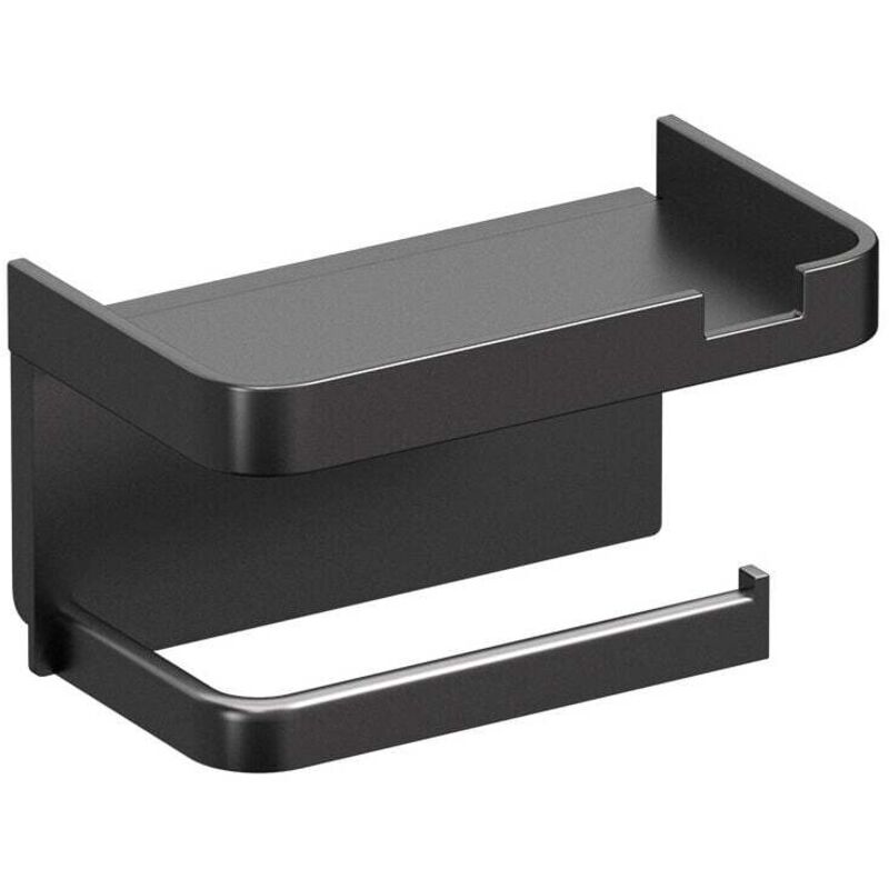 Porte Papier Toilette, Support Papier Rouleau sans Percage Derouleur Papier WC,Distributeur Papier avec Tablette, Acier inox Auto-adhésive et Mural