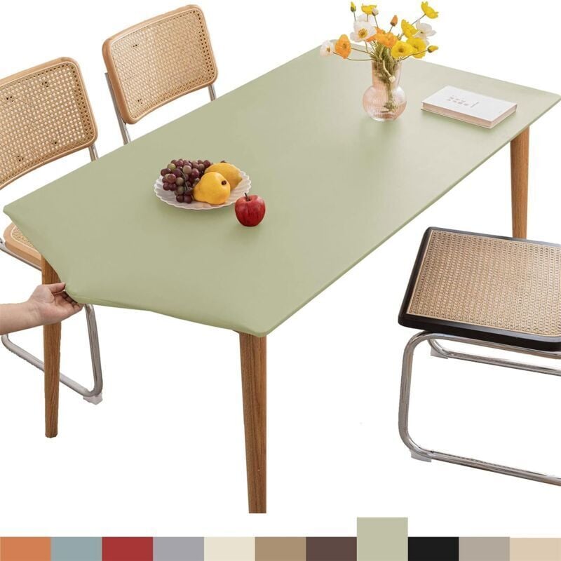 ZVD Rechteckige, maßgeschneiderte Ledertischdecke, Tischdecke mit elastischem Rand, waschbare Tischdecke für den Außenbereich, die Terrasse, die