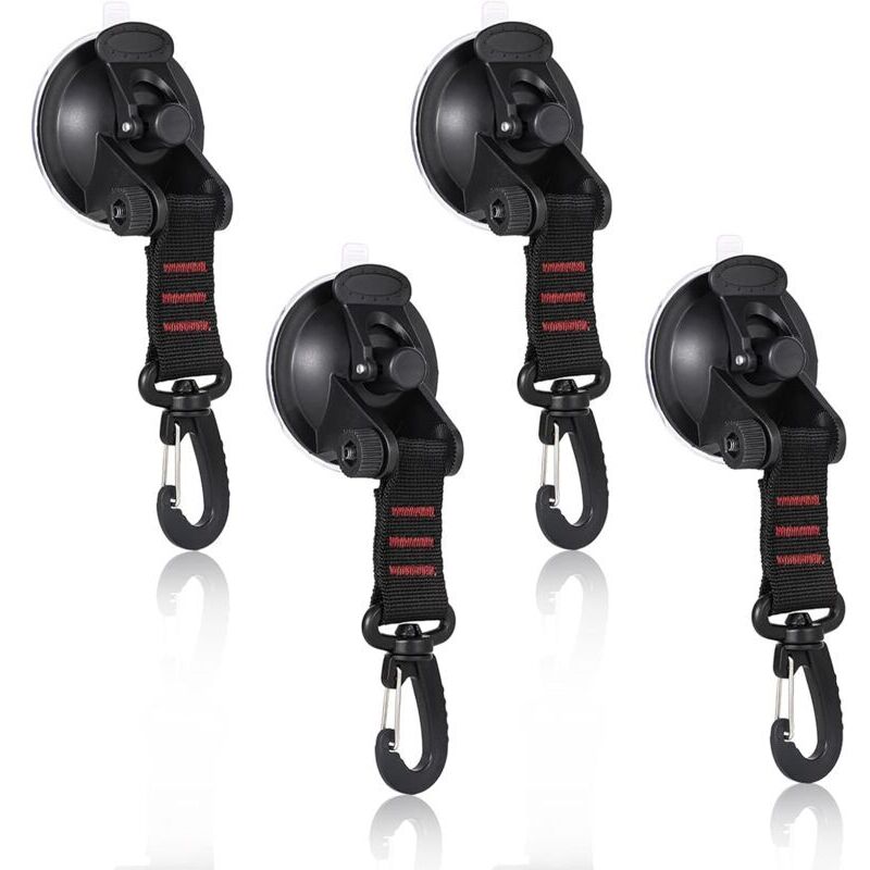 ZVD Rot - 4 Stück Saugnapf-Anker, Anker-Saugnäpfe, Hochleistungs-Saugnapf-Anker mit Zurrhaken-Halterung, Saugnapf-Befestigungshaken, Saugnapf-Markise