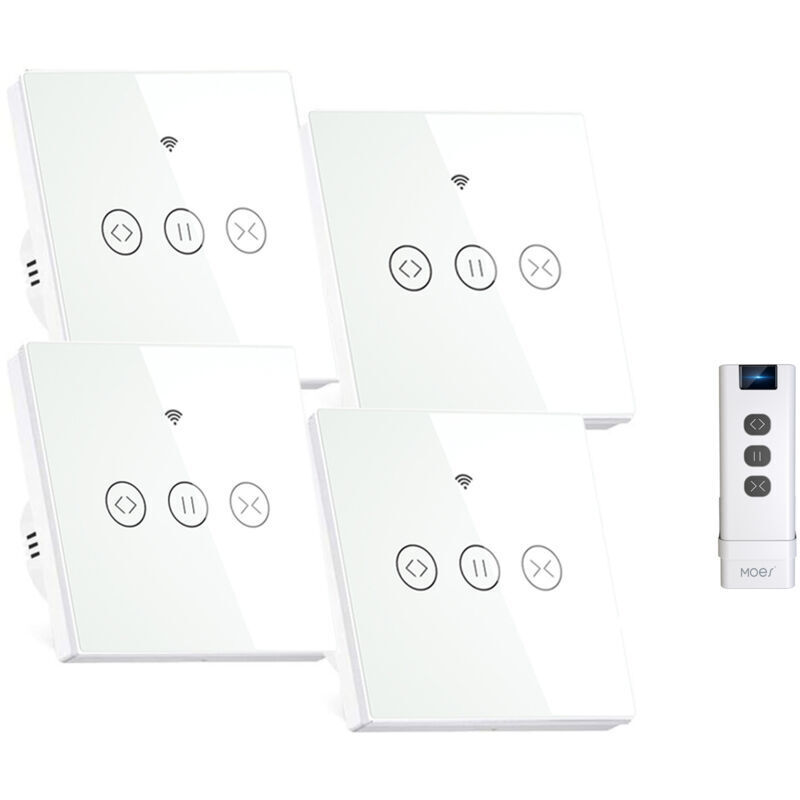 ZVD Smart Rolloschalter, kompatibel mit Alexa/Google Home/Smart Life, mit Fernbedienung und Sprachsteuerung (Neutralleiter erforderlich), 4er-Pack