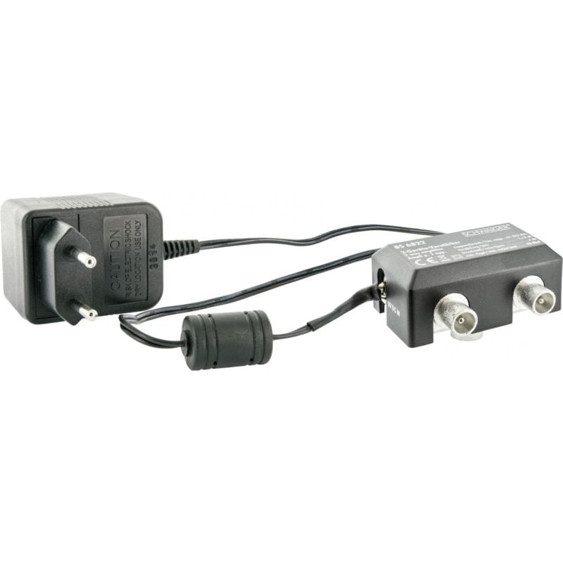 Schwaiger - Zwei-Geräte-Verstärker BS6822 531 1x iec Buchse auf 2x iec Stecker, Verstärkung bis 2x 8dB Verstärker