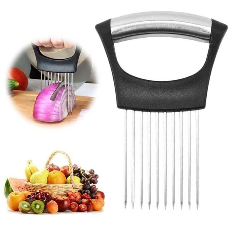 Zwiebelschneiderhalter aus Edelstahl, Zitronenschneider, Gemüseschneider, Küchenmesser, Fleischschneidewerkzeug, Zwiebel, Kartoffel, Tomate,