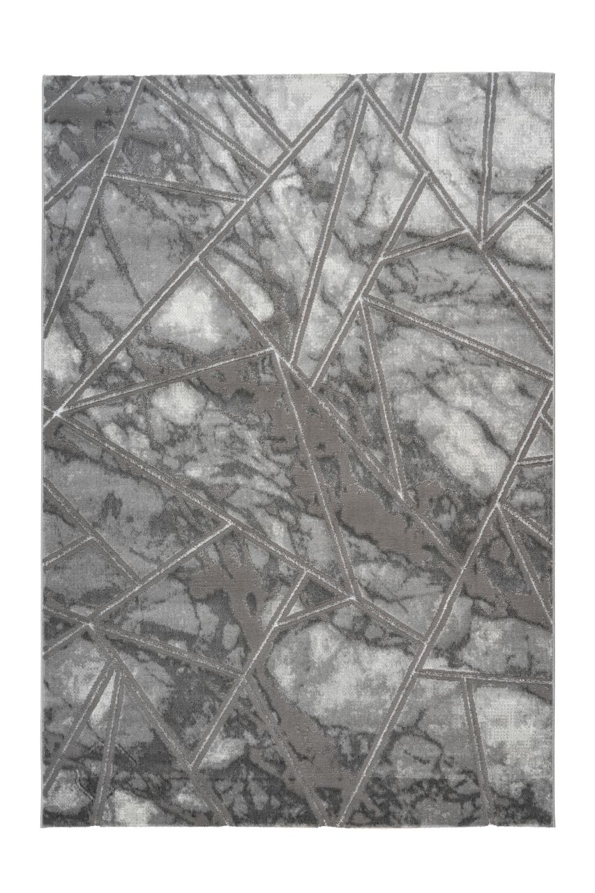 Teppich Höhe 12 mm Kurzflorteppich rechteckig Silber Wohnzimmer 5 Größen