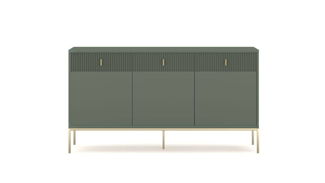 Sideboard Kommode 3T/3S Highboard Anrichte Wohnmöbel Schrank Rauchgrün Gold