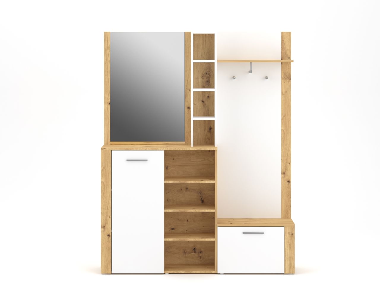 Garderobe Garderobenmöbel Flurgarderobe Dielenset Wohnmöbell Artisan Eiche Weiß