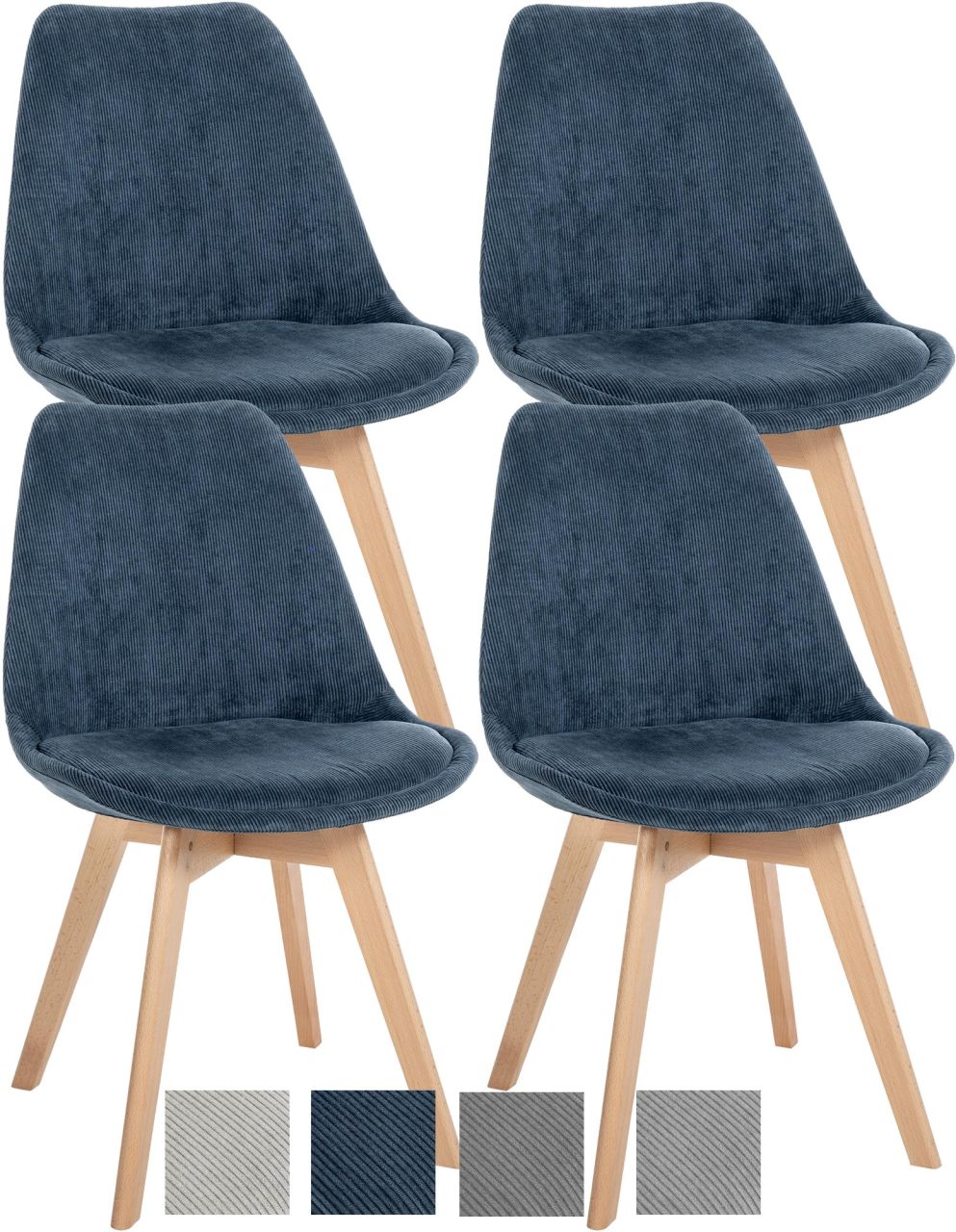 4 Stühle Set Esszimmerstuhl Cord Wohnzimmerstuhl Besucherstuhl Küchenstuhl