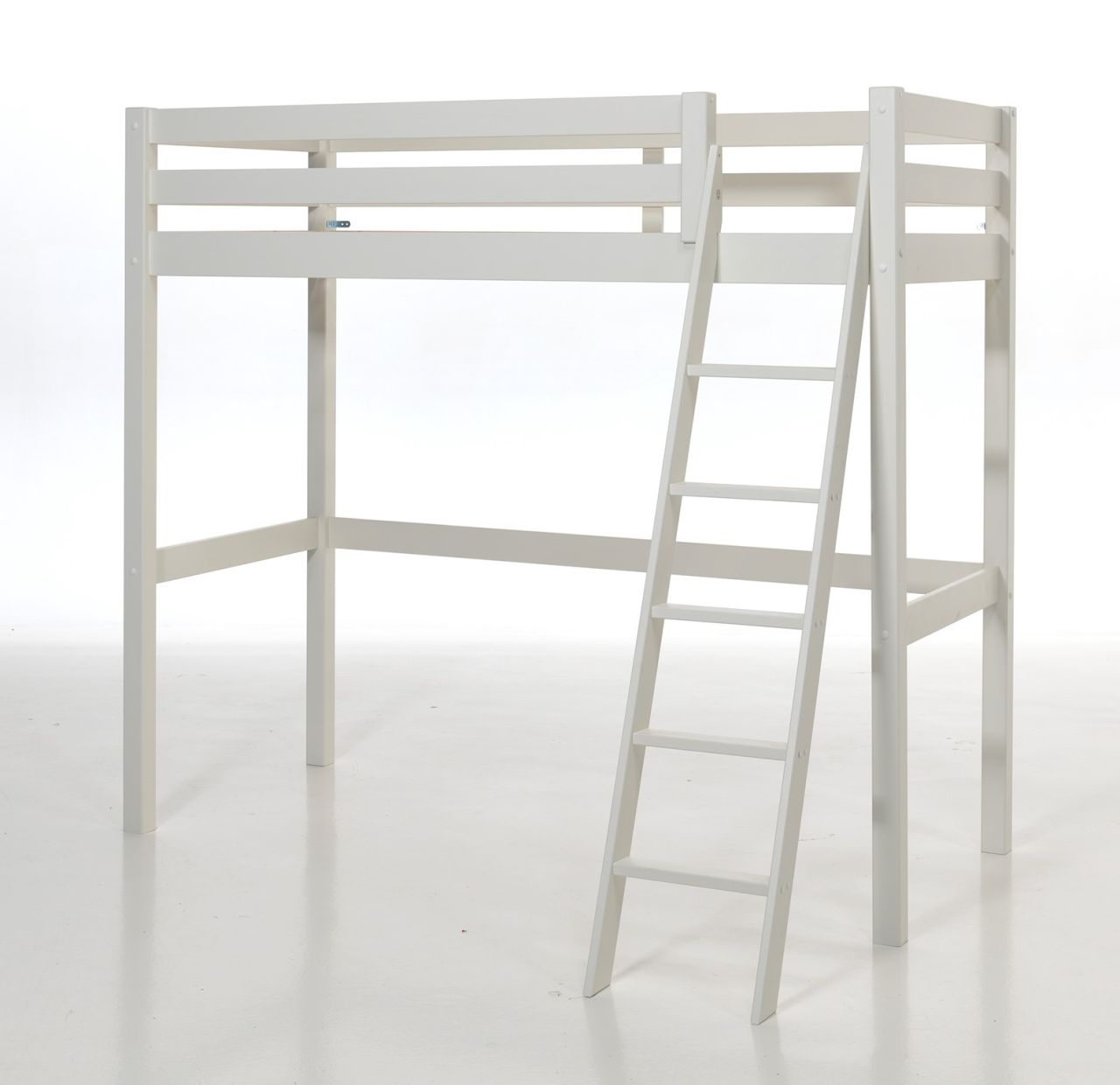 Vipack: 'PINO' Hochbett Höhe 190 in 90 x 200 - Kiefer massiv weiß lackiert
