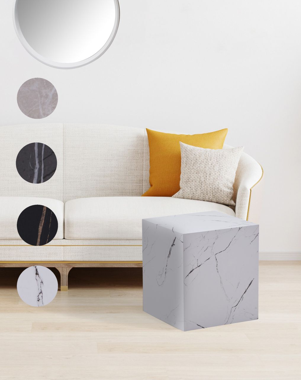 Beistelltisch Tisch Couchtisch Abstelltisch Blumentisch Würfel Marmor modern