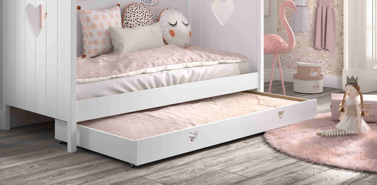 Bettschublade zu Hausbett Amori 90x190 auf Rollen Stauraum Unterbettschublade