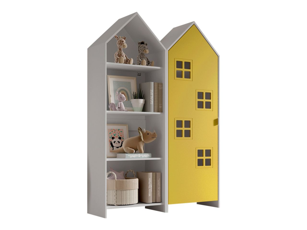 Set: Schrank und Regal 'CASAMI BRUGES' Jugendschrank Wäscheschrank Weiß / Gelb