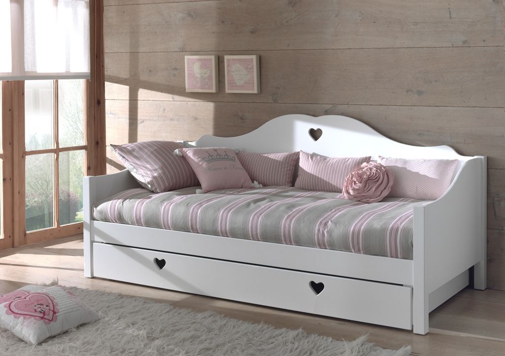 Set Kojenbett 90x200 Lattenrost Bettschublade Einzelbett Kinderbett Möbel Weiß