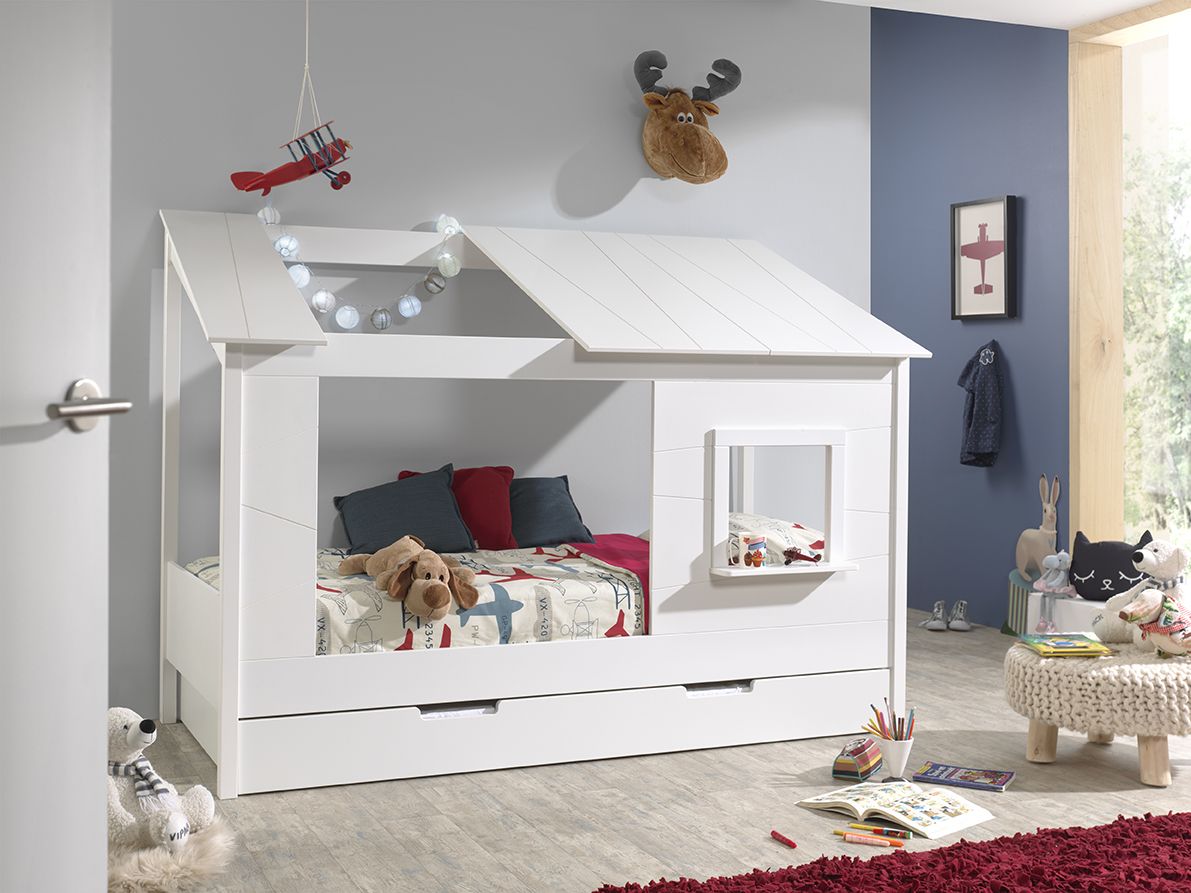 Vipack: Baumhaus + Bettschublade - Spielbett Hausbett Kinderbett Jugendbett Weiß