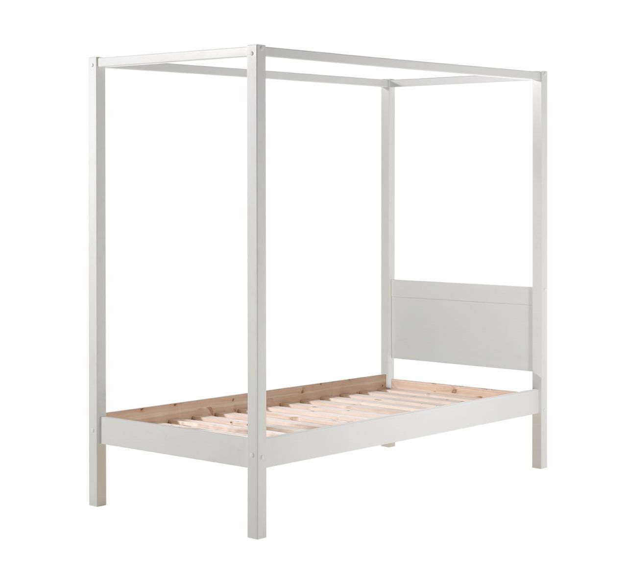 Vipack: Himmelbett 'PINO' 90x200 inkl. Lattenrost - Kinderbett Jugendbett - Weiß