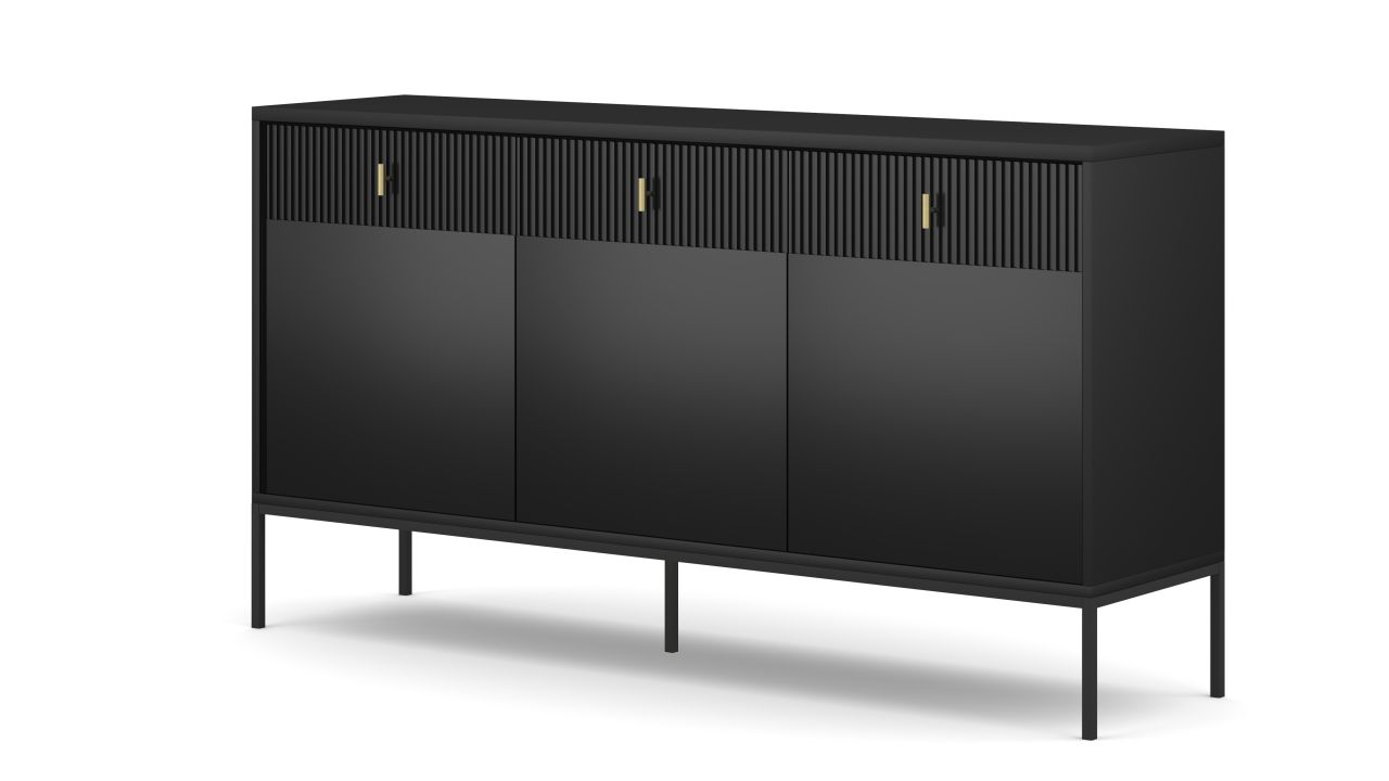 Sideboard Kommode 3T/3S Highboard Anrichte Wohnmöbel Schrank Schwarz