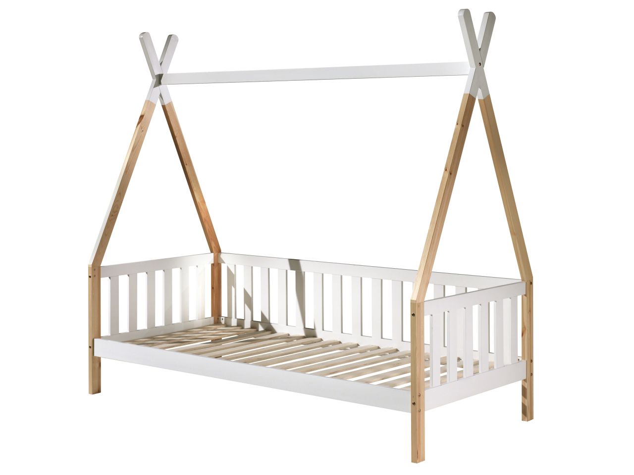 Tipi Kojenbett mit Lattenrost- 90x200 Kinderbett Zeltbett Einzelbett-Weiß