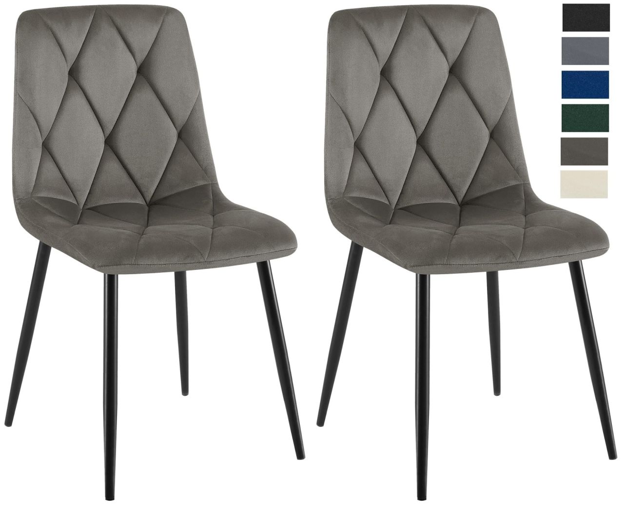 2 Stühle Set Esszimmerstuhl Samt Wohnzimmerstuhl Besucherstuhl Küchenstuhl