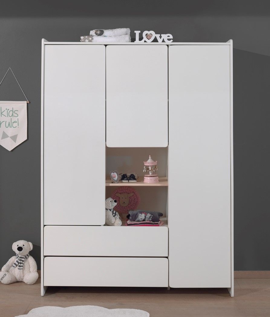 Vipack: Kleiderschrank 3-türig 'KIDDY' Jugendschrank Kinderschrank - Weiß