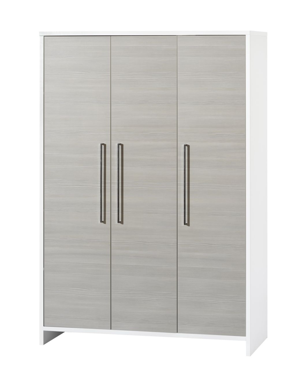 Schrank 3-trg.- Kleiderschrank Babymöbel Wäscheschrank-Weiß/Pinie Silber