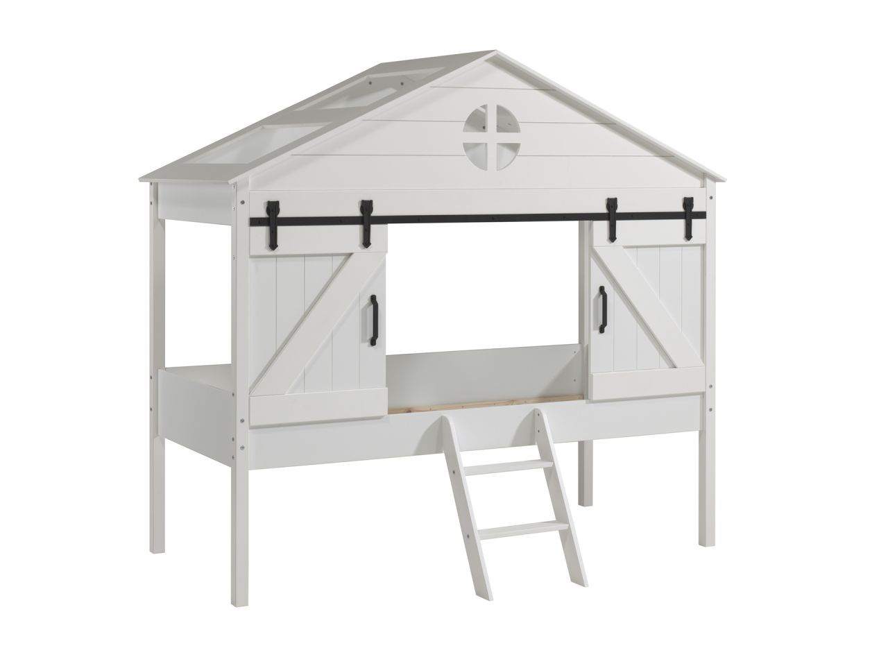 Vipack: halbhohes Bett 'BARNIE' 90x200 - Hausbett Kinderbett Jugendbett - Weiß