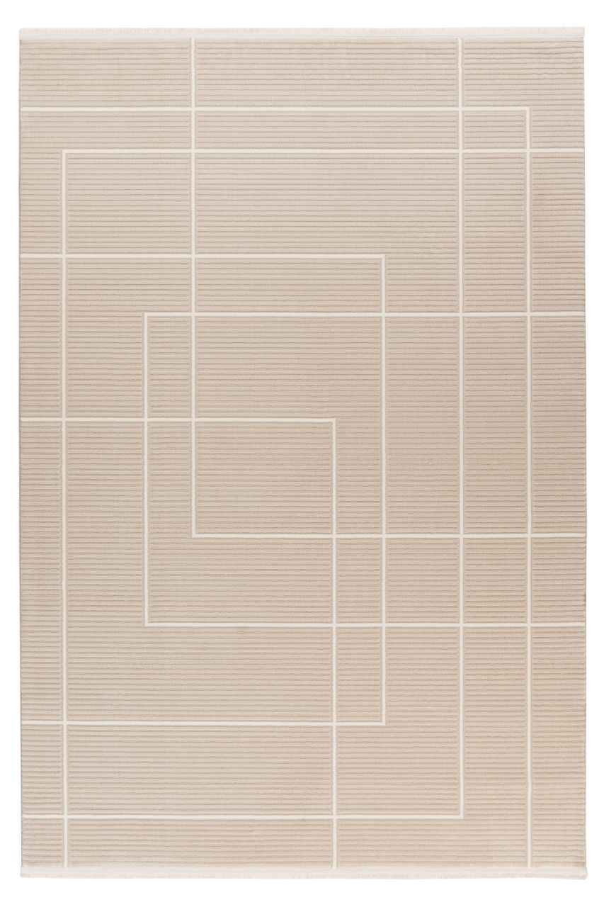 Teppich Höhe 11 mm Kurzflorteppich rechteckig Beige Wohnzimmer 4 Größen