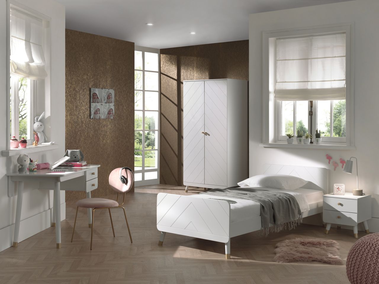 Vipack:'Billy' Set 4-tlg.:Bett+Nachtkonsole+ Schrank+Schreibtisch