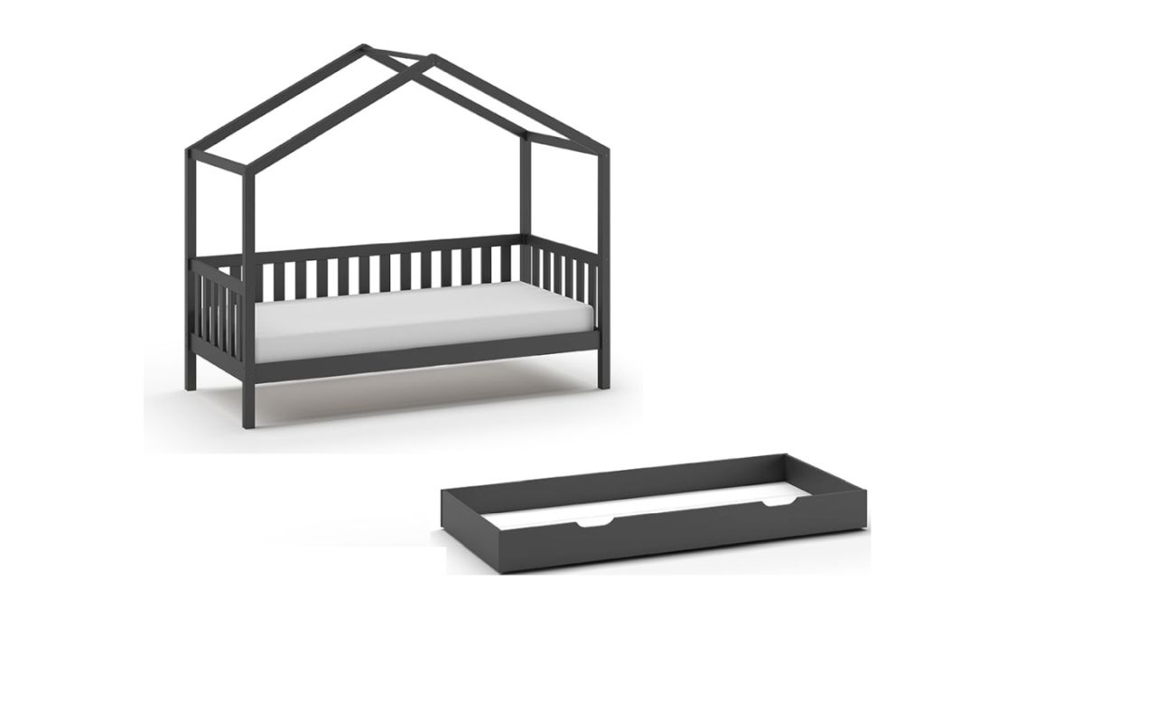 Set Hausbett Dallas Bettschublade Spielbett 90x200 Kinderbett Lattenrost Koje...