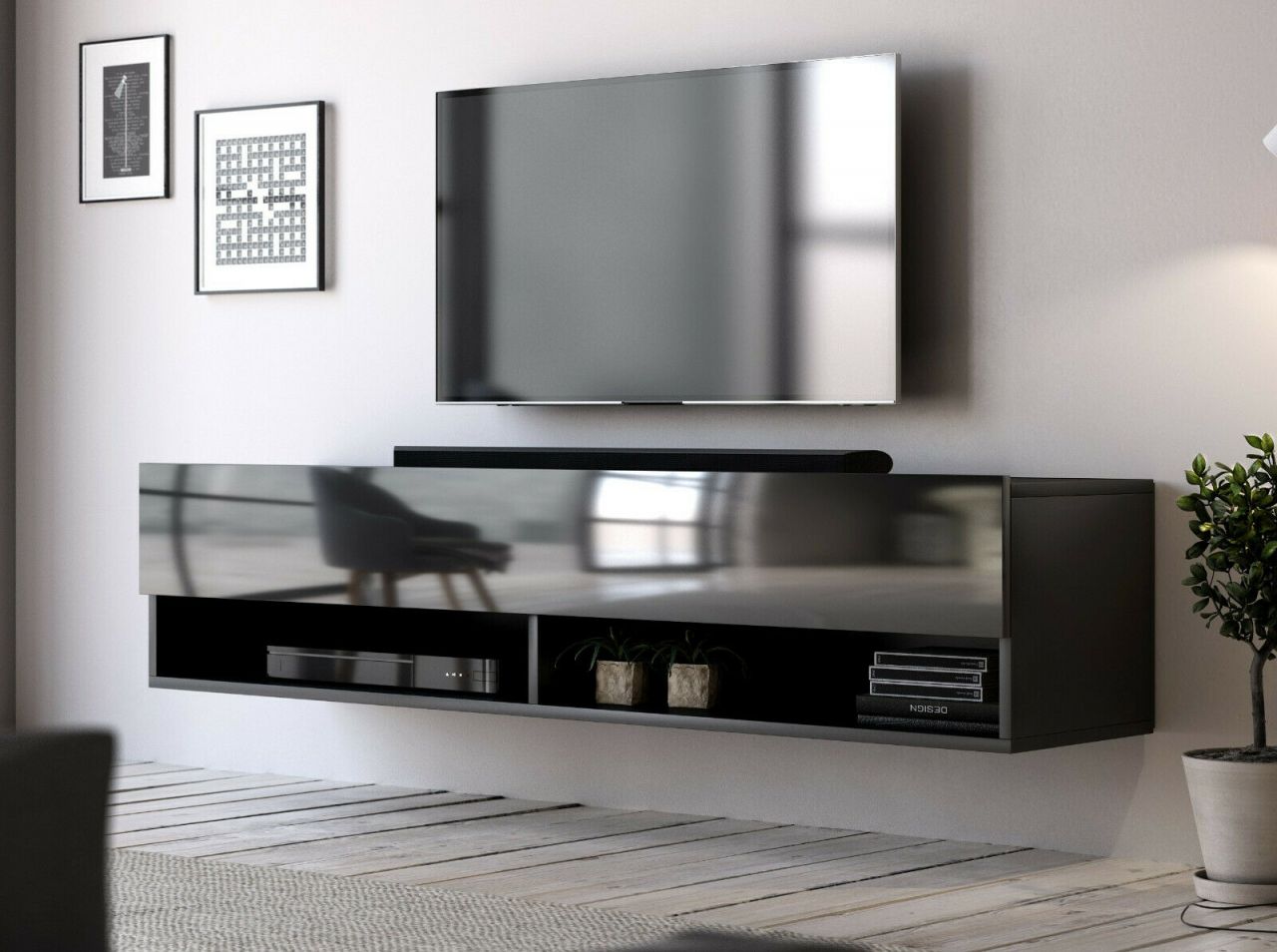 Lowboard 140 hängend - Fernsehkommode Fernsehtisch TV-Kommode Wohnmöbel - Sch...