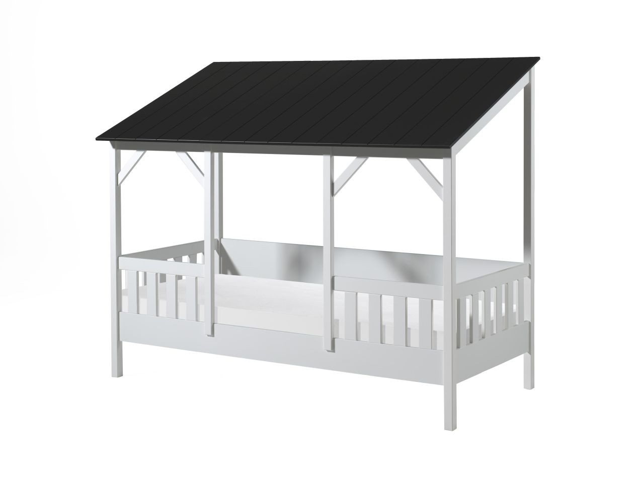 Hausbett Kinderbett 90x200 Kindermöbel Lattenrost Spielbett Landhaus Dach Sch...