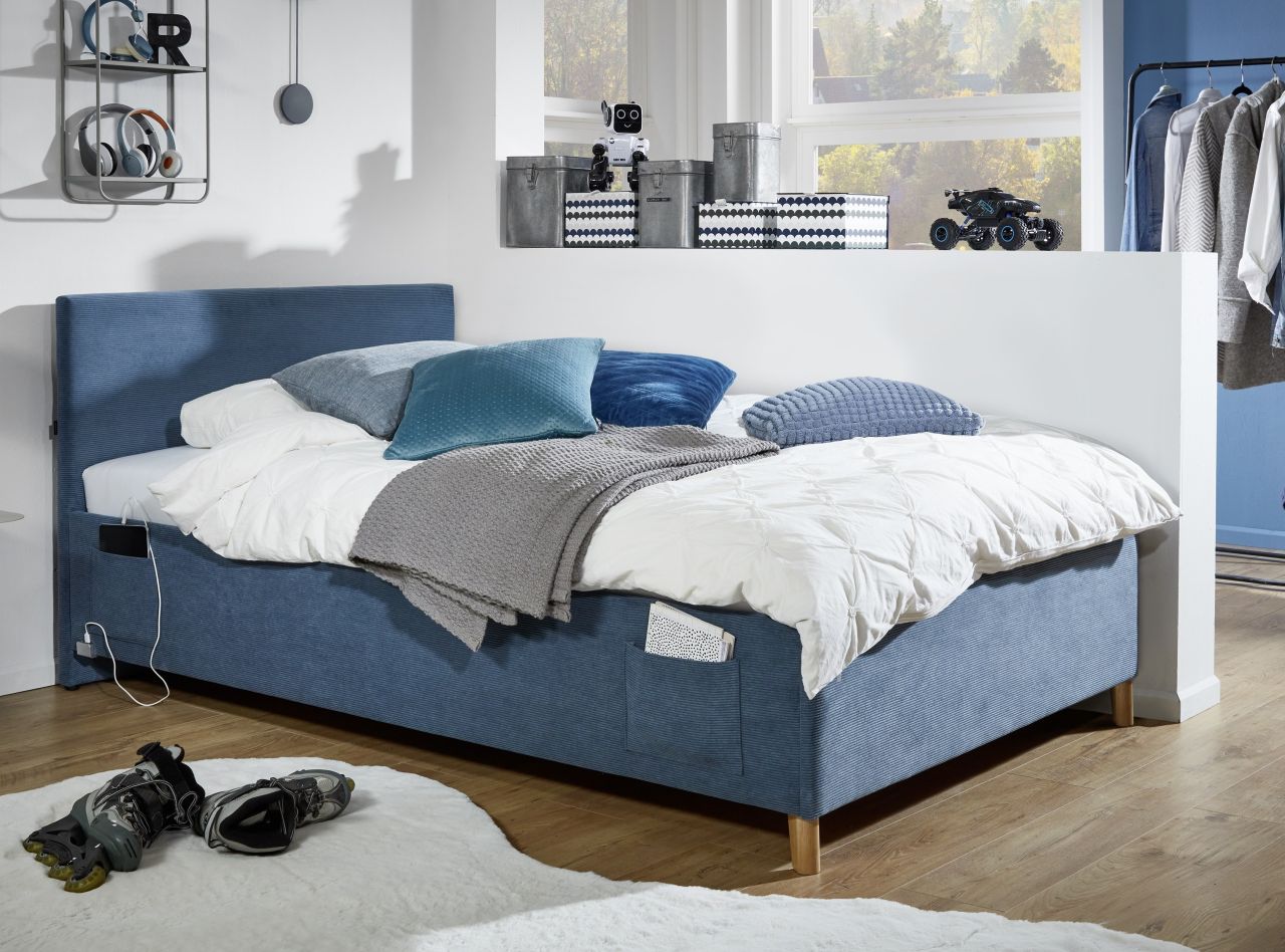 Polsterbett in 3 Größen Jugendbett Polsterliege USB-Anschluss Ocean