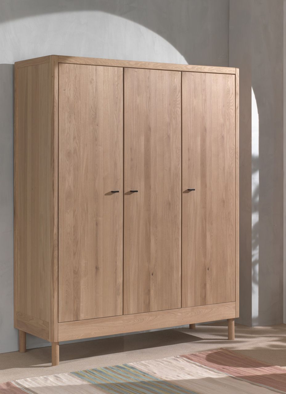 Kleiderschrank 3-trg. Jugendschrank Wäscheschrank Eiche Massivholz natur geölt