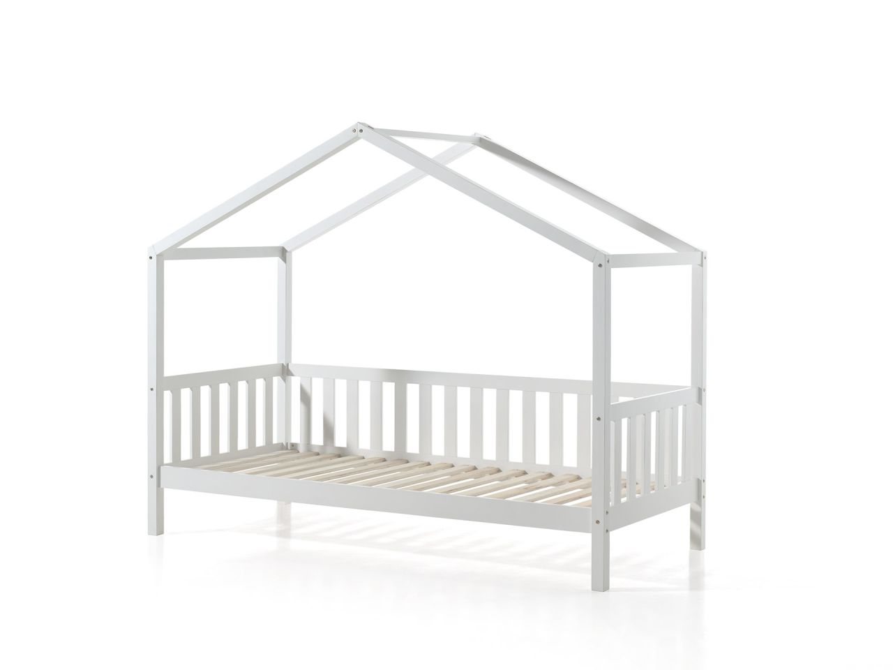 Vipack: Hausbett 90 x 200 - Spielbett Kinderbett Jugendbett - Kiefer massiv Weiß