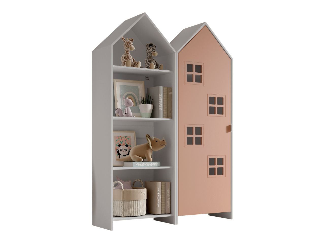 Set: Schrank und Regal 'CASAMI BRUGES' Jugendschrank Wäscheschrank Weiß / Pink