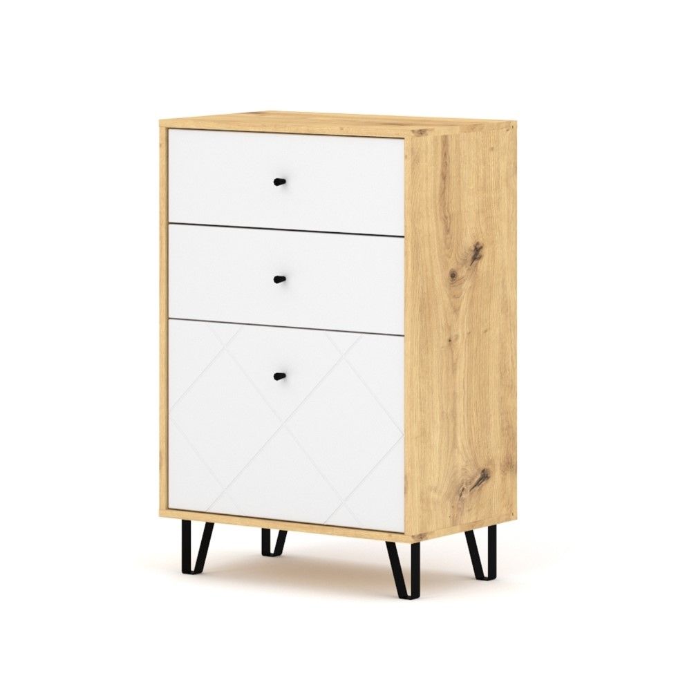 Dielenkommode 2S Garderobenkommode Flurschrank Sideboard Artisan-Eiche-Weiß