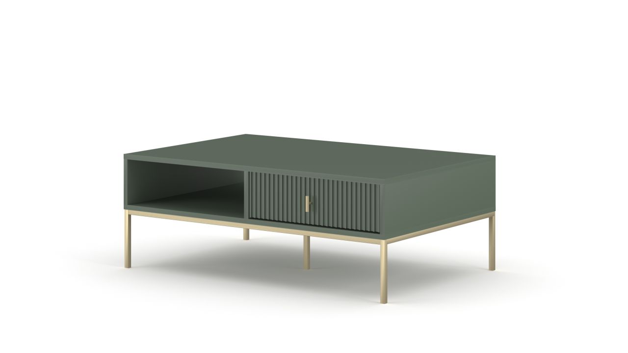 Couchtisch Beistelltisch Wohnzimmertisch Sofatisch Ablagetisch Rauchgrün Gold
