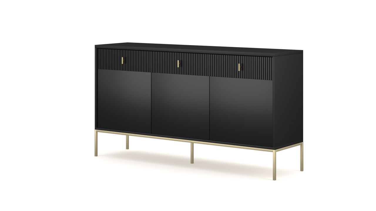 Sideboard Kommode 3T/3S Highboard Anrichte Wohnmöbel Schrank Schwarz Gold