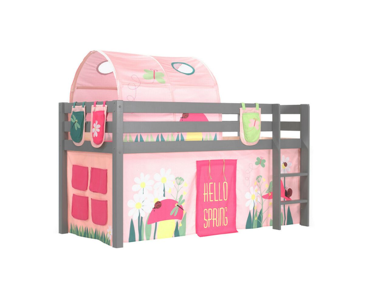 Vipack:Spielbett Pino -Textilset+Taschen+Tunnel -Jugend/Kinderbett Hochbett