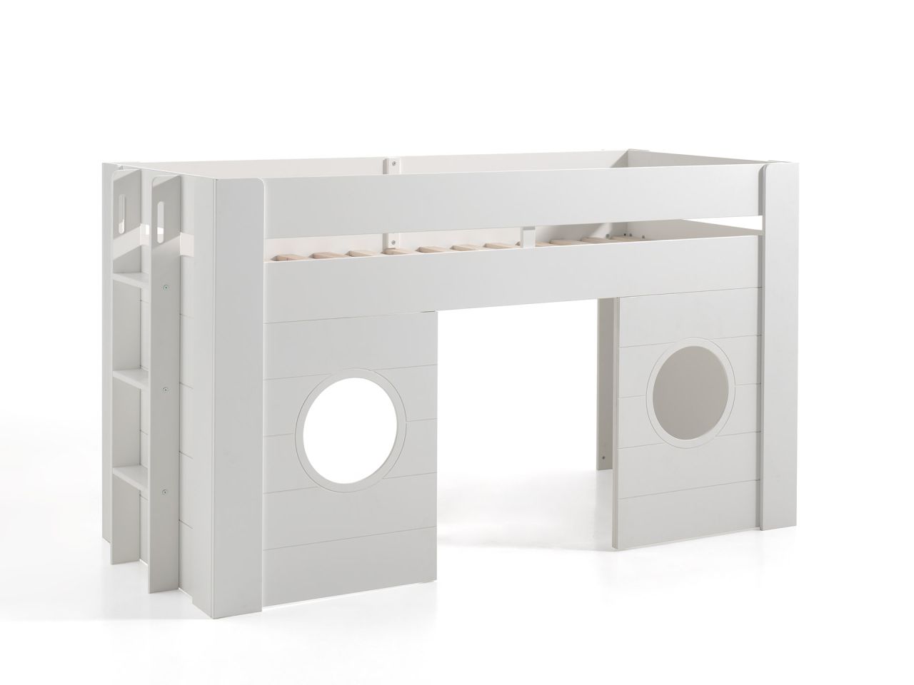 Vipack Halbhohes Spielbett 'FREYA' 90 x 200 - Hausbett Hochbett Kinderbett Weiß
