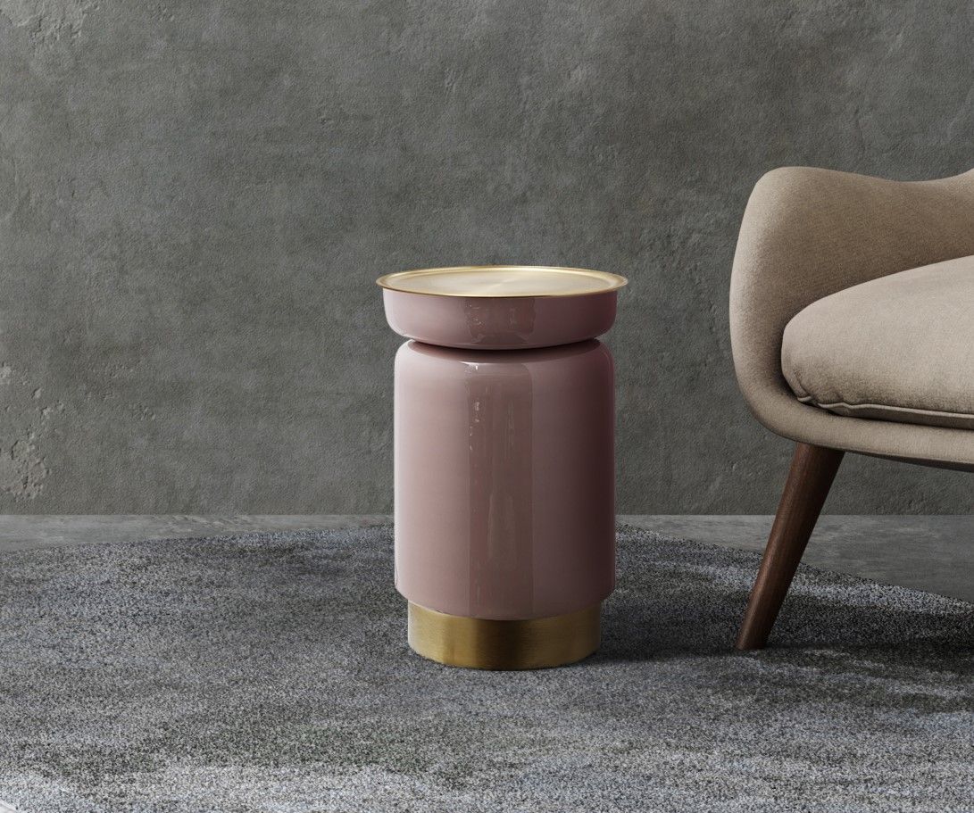 Tisch Beistelltisch Couchtisch Nachttisch Metall gold design retro rund Table...