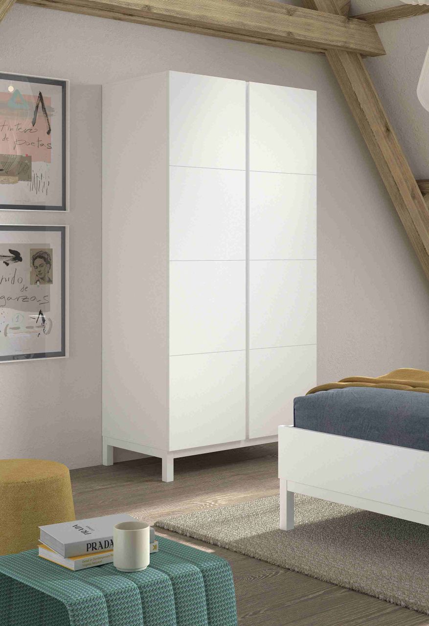 Kleiderschrank 2-trg. Jugendschrank Wäscheschrank Kinderschrank weiß lackiert